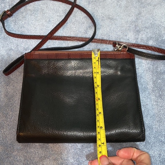 Jack Georges | Women's Black & Brown Embossd Leather  Crossbody Wallet - Picture 5 of 13